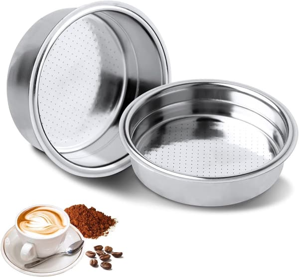 Kaffefilter i rustfrit stål, filterkaffemaskine, kurv til 51 mm dobbeltlags trykfilter, 1 kop, 2 kopper, kaffefilter til espressofilter