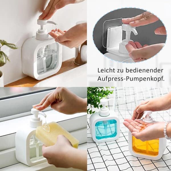 ING Såpedispenser, 2-delt Oppvaskmiddeldispenser, 300 ml Hvit Pumpedispenser, Liten Såpedispenser i Plast, Kan Fylles Med Dusjsåpe