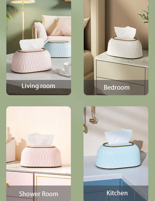 Rektangulär Tissue Box Omslag Hållare Tissue Box Dispenser Servett Organiserare för Badrum Sovrum Kontor och Bil (Rosa)