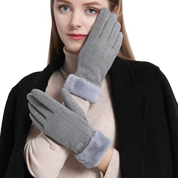 Handsker - Damehandsker - Touchscreen - Dame vinterhandsker - Grå - Hjorteskind