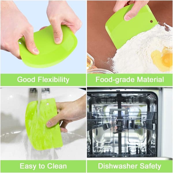 ING 3-delt sett - Deigskrape - Halvsirkelformet deigkutter - Fondantskrape - Plast - 13,5*9 cm