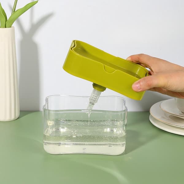 Sæbedispenser Sæbedispenser og Svampeholder Sæbedispenser til Opvaskemaskine med Svamp Sæbepumpe Ingen Boring Opvaskemiddeldispenser til
