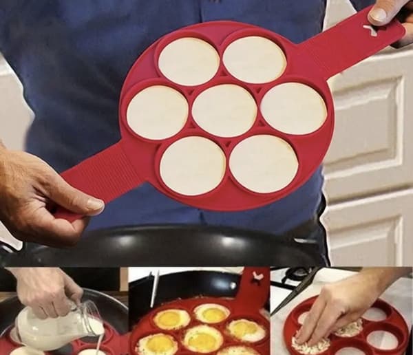 ING Silikon Pannekakeform – Non-stick Mini Pannekake- og Eggpanne – Rød – 23 cm i diameter