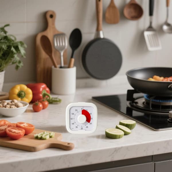 ING Digital Kjøkkentimer med Høy Alarm Roterbar Visuell Nedtellingstimer for Matlaging, Baking, Studier og Trening Hvit Multifunksjonstimer