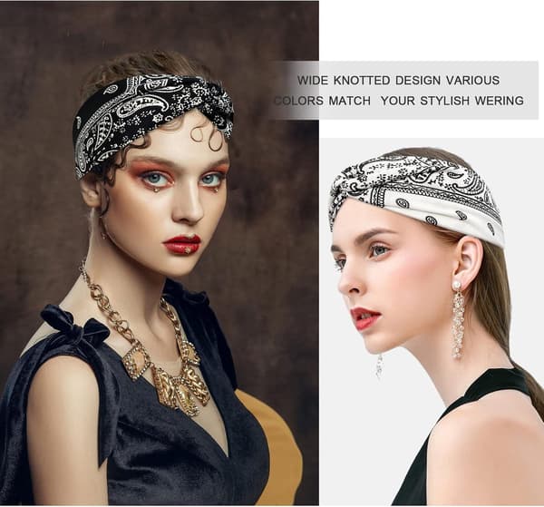 Hodebånd - 4 stk. damehodebånd - Tiara - Bandana - Damehodebånd - Boho-hodebånd - Sportshodebånd - Hårtilbehør - Svettebånd - Elastisk