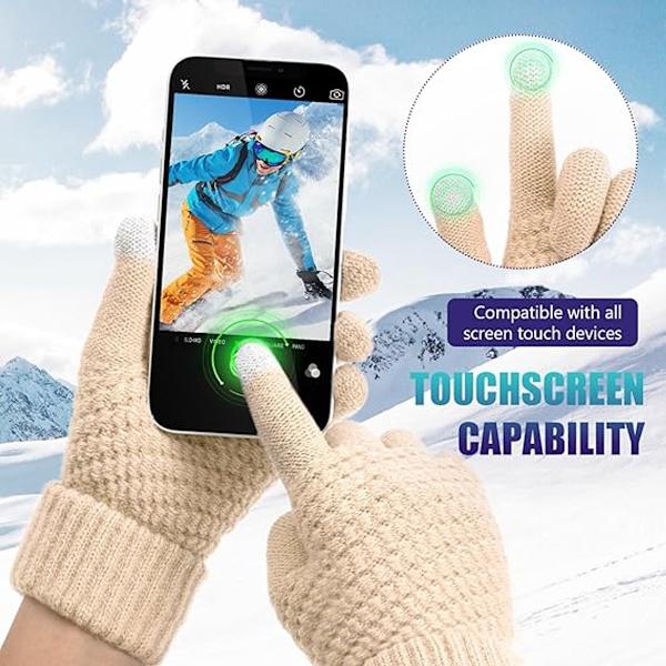 Vinterhandsker 2-par pakke Touchscreen Vinterhandsker Varme Vinterhandsker Dame Vinterhandsker Efterligner Touchscreen Handsker til Koldt Vejr Varm Sort