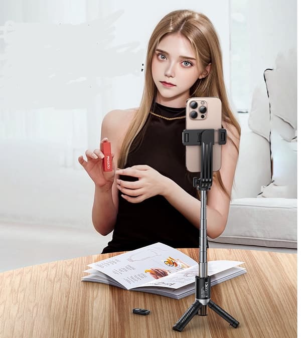 74 cm Selfie Stick - Bluetooth Tripod - 3-i-1 Selfie Stick - Svart