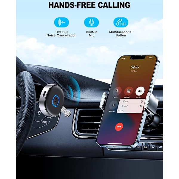 Equivera Bluetooth-sender, Bluetooth-mottaker, 2-i-1, Bil