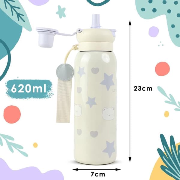 ING 2-pak store sugerørkopper, transportabel biltermometer, tekop, sød vandflaske til studerende, 620 ml
