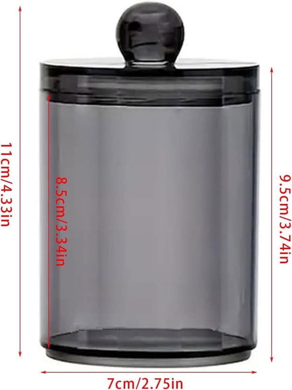 ING Bomullspinneholdere - 3-pakning bomullspinneoppbevaringsboks - Bomullspinne dispenser for bad - Svart