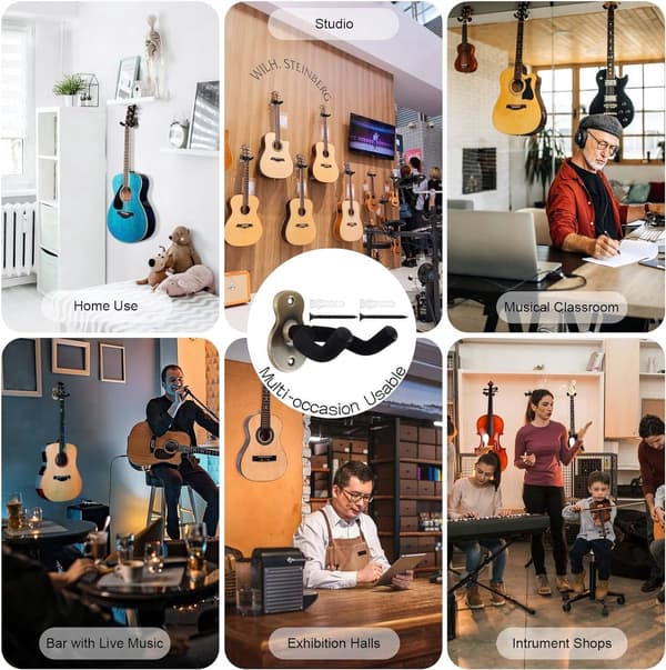 2-delt - Guitar Vægbøjle/Beslag - Guitar Krog - Sort