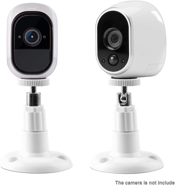 ING 2-pack säkerhetskameraväggfäste för inomhus-/utomhusmontering (justerbart) + takfäste – kompatibelt med Arlo, Arlo Pro, vit