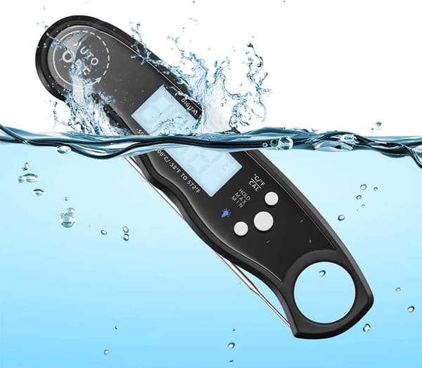 Digitalt Stegetermometer, Kernetermometer, Sliktermometer, Køkkentermometer, Med Baggrundsbelyst LCD-Display, Øjeblikkelig Aflæsning af Madtermometer, Sort