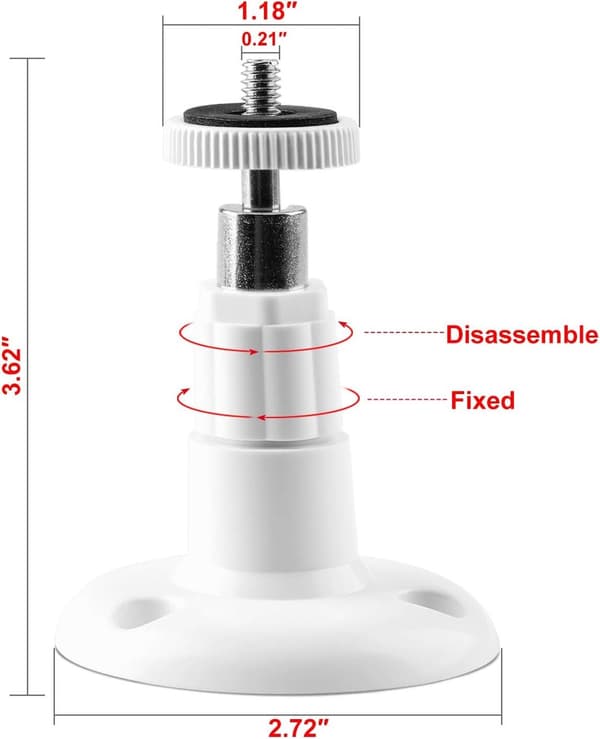 2-pack Väggfäste för säkerhetskamera för inomhus-/utomhusmontering (justerbar) + takfäste – Kompatibel med Arlo, Arlo Pro, Vit