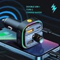 ING Bil Bluetooth FM-sender – dobbel USB-C (5V/3.1A) og USB-B (12V-24V) lader, MP3-spiller, kompatibel med iOS og Android.