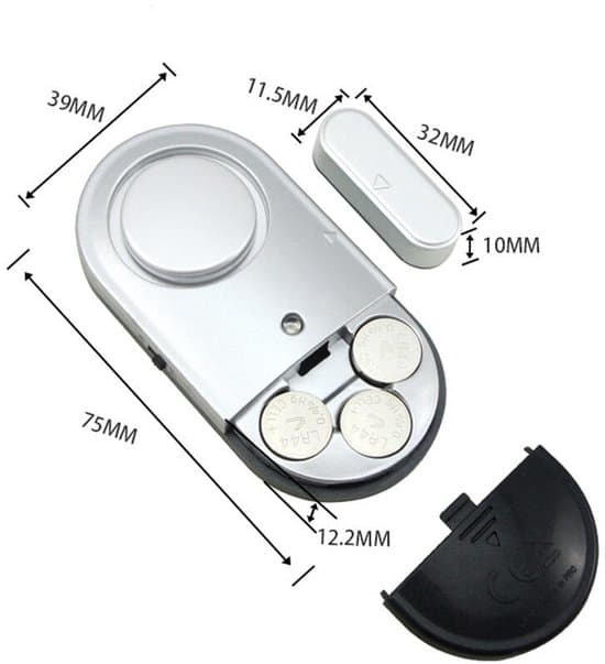 2 dörrlarm - 125 dB - Sensor - Inbrottssäker - Batteri ingår - Inbrottslarm