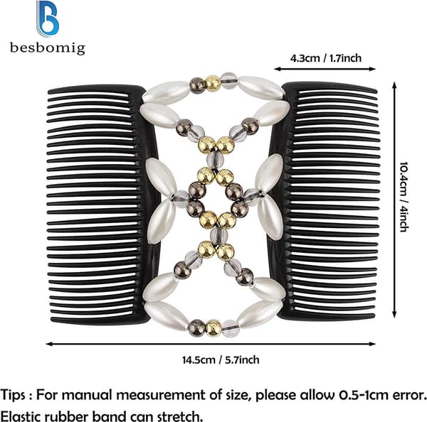 5-delat pärlbesatt hårspänne - Stretch Comb elastiskt hårspänne - Comb hårspänne
