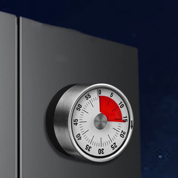 ING Timer, rustfritt stål, visuell timer, mekanisk timer, nedtellingspåminnelse, timer, stoppeklokke, magnetisk, egnet, skole, timere