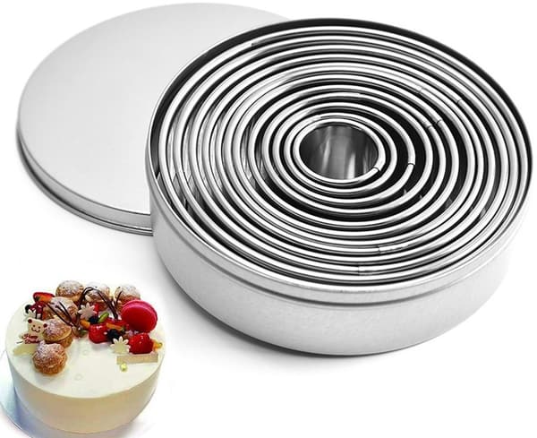 ING Gsedaox Kageringe 12-Stk Sæt, Bagerringe, Non-stick forme, Kageringe, Butterdejsringe, Mousse, Dej Cookieforme