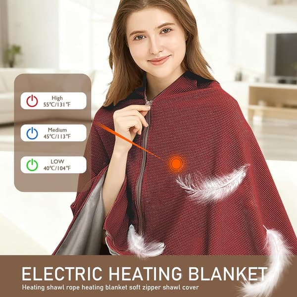 Elektrisk teppe - 150x80cm - Oppladbart elektrisk teppe - Rød