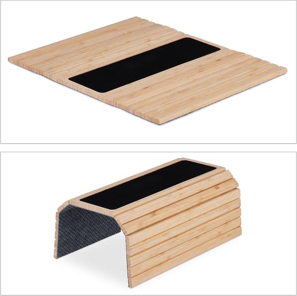 ING armstödsbricka, bambu, bord för soffryggstöd, flexibel soffbricka, soffa, naturlig