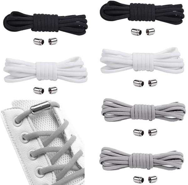 6-pack elastiska skosnören - elastiska skosnören med tryckknapp - ingen snörning krävs - sträcker sig upp till 105 cm