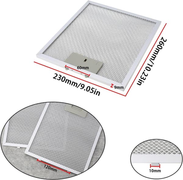 2-delt Aluminium Mesh Emhætte Fedtfilter 260 x 230 mm, Køkkenventilationsfilter