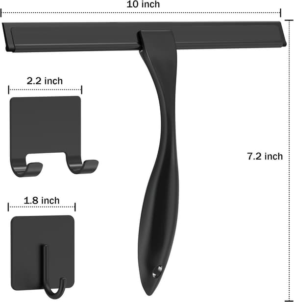 ING Duschskrapa - Rostfria badrumstillbehör - Borrfri krok - 25 cm bred