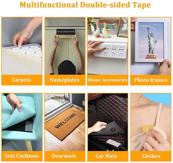 ING Dobbeltsidig teip - 2 ruller - Teip - Dobbeltsidig stoffteip - Teppeteip - Multifunksjonell - 15mm*20m