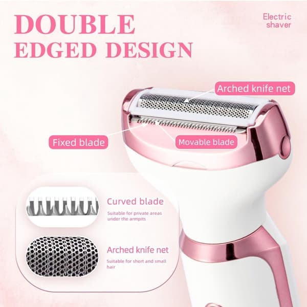 4-i-1 Elektrisk Rakapparat/Epilator - Dam - Rosa, Vit