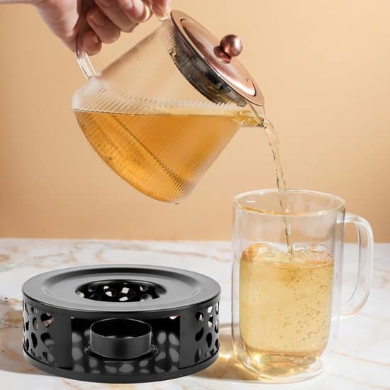 Tekanne - Tekannevarmer - For oppvarming av kaffe - Rustfritt stål - Svart
