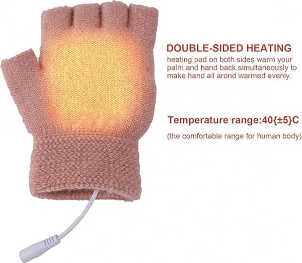 Unisex USB Uppvärmda Handskar - Stickade Skyddshandskar - Rosa