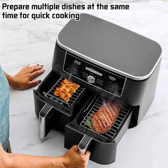 Dual-zone airfryer-rist med to plader - dehydrator-rist - rustfrit stål