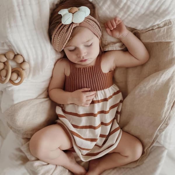 8-delt babys hårbåndssæt med blomster (0-3 år) - Bløde elastiske hårbånd - Pigehårtilbehør