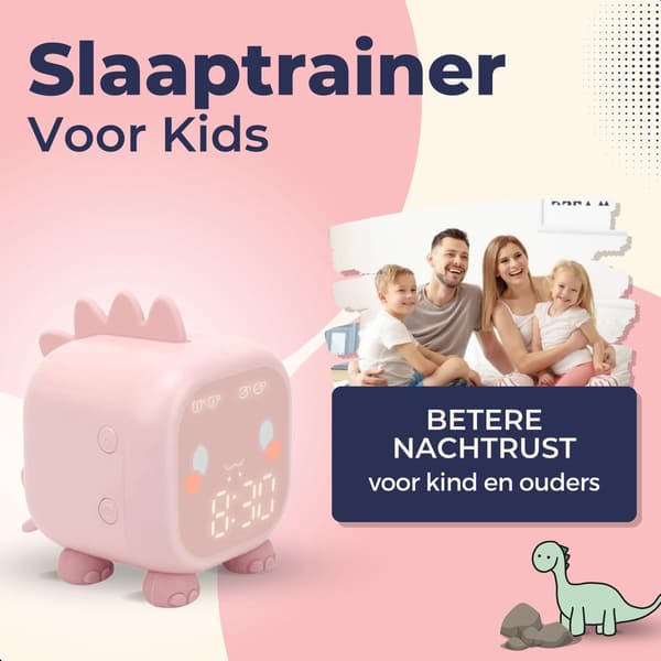 ING Søvntræner, Børn, Børnevækkeur, Børnenatlampe, Blå Dinosaur