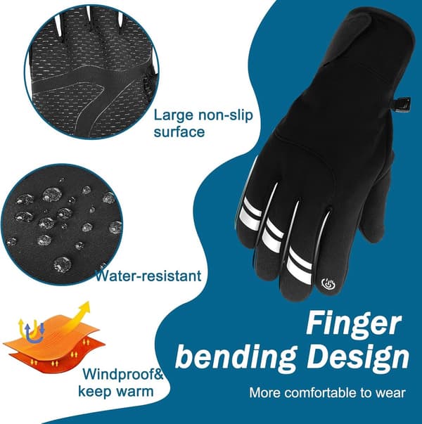 ING Vinterhandsker til damer og herrer, 2-finger touchscreen handsker, løbehandsker, cykelhandsker, kørehandsker, varme handsker, vinterfiskehandsker