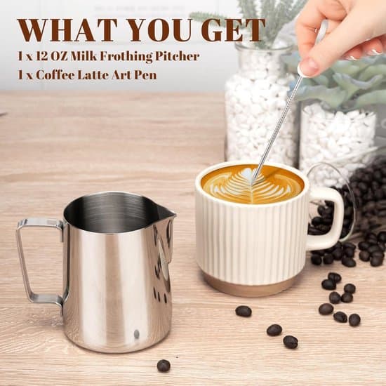Mælkekande - 35 cl - 304 rustfrit stål - Espressomaskine tilbehør - Mælkeskumning - Sølv