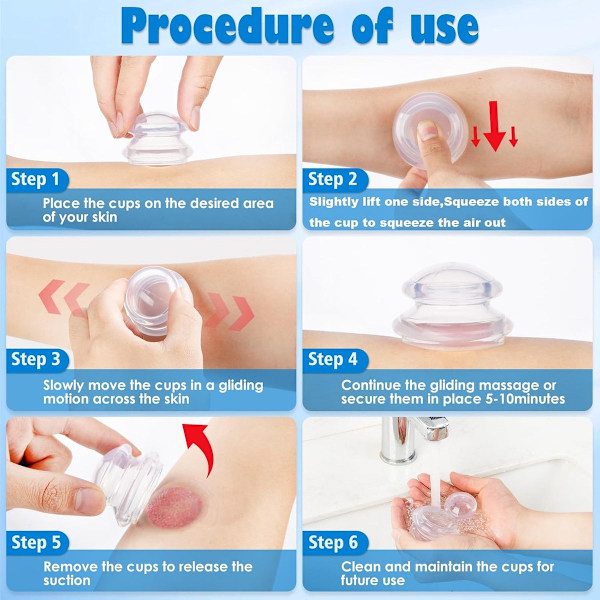 Fire-delt cupping terapi sæt - Cupping kopper - Silikone kopper - Cupping sæt - Vakuum kopper - Sort