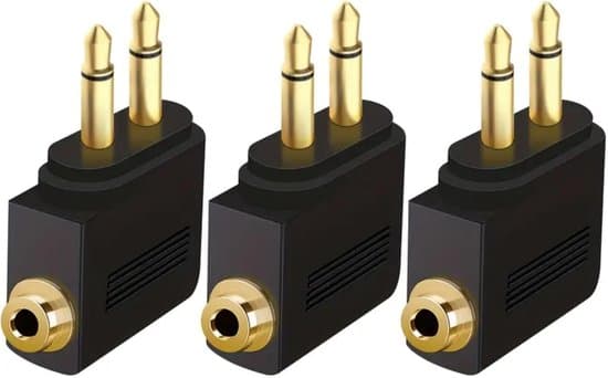 ING Flyheadset adapter, dobbelt 3,5 mm han til hun stik, lydstik til flystik (3 stk., forgyldt).