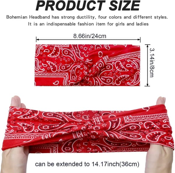 Hodebånd - 4 stk. damehodebånd - Tiara - Bandana - Damehodebånd - Boho-hodebånd - Sportshodebånd - Hårtilbehør - Svettebånd - Elastisk