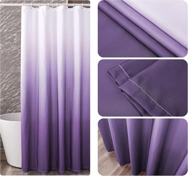 ING Duschdraperi Gradient Duschdraperi Vattentätt Draperi Mögelresistent Duschdraperi Lätt att installera Polyester Med krokar Lila 180*180cm