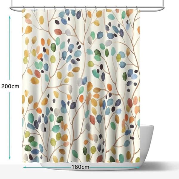 ING Badeværelsesforhæng - Polyesterfiber - Farverigt botanisk mønster - 180*200cm