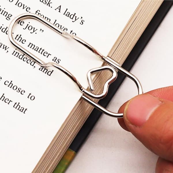 ING 12-pak, Metal penneclips, Til notesbøger, Notesblok tilbehør, 2,8 tommer store hjerteformede papirclips