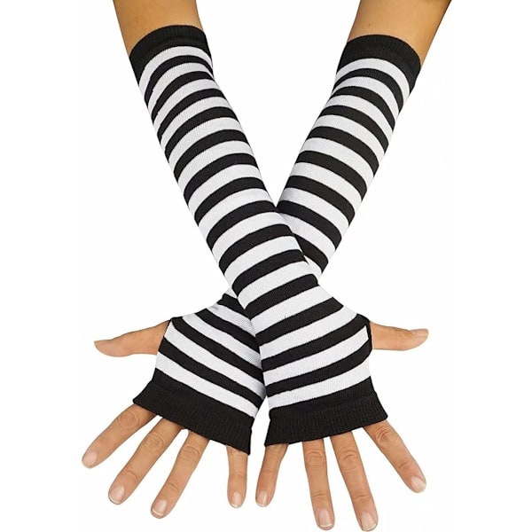 Arm sleeves + damestrømper - stribede knæstrømper (sorte og hvide striber)