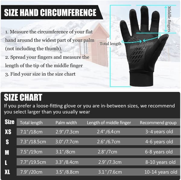 Touchscreen handsker - Børnehandsker - Skridsikre handsker - Piger i alderen 4 til 6 - S