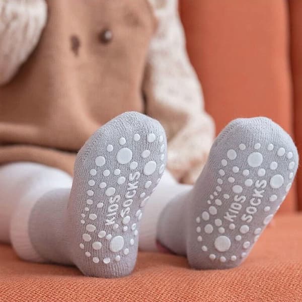 ING 6 Par Baby Vinterstrømper med Skridsikker og Tyk Termisk Grip