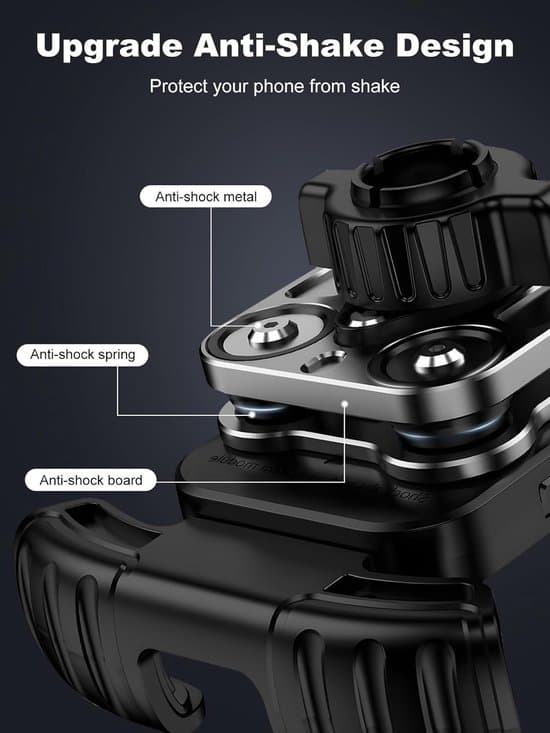 Cykel Telefonholder - Universal Smartphone Holder - 720° Rotation - Stødsikker Silikone - Sort ABS + Rustfrit Stål