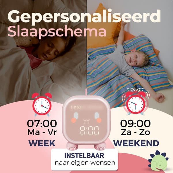 ING Søvntræner, Børn, Børnevækkeur, Børnenatlampe, Blå Dinosaur