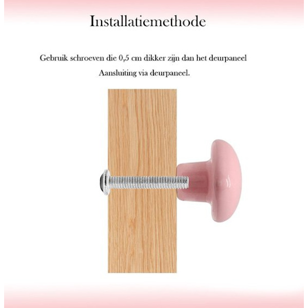 ING Møbelgreb - Pink Skabsgreb - 4 stk. - Dekorative Møbelskabsdørgreb