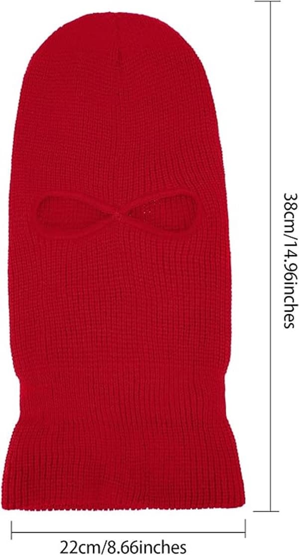 Stickad Balaclava för Barn, med 2 Hål, Vinter, Stickad Skidmask, Heltäckande Ansikte